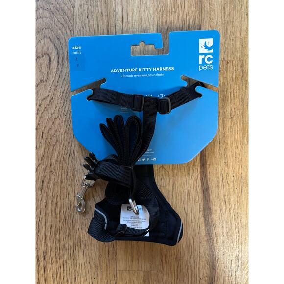NWT Black RC Pets Adventure Cat Harness Airmesh Fabric and Leash, size Large L - Picture 2 of 2